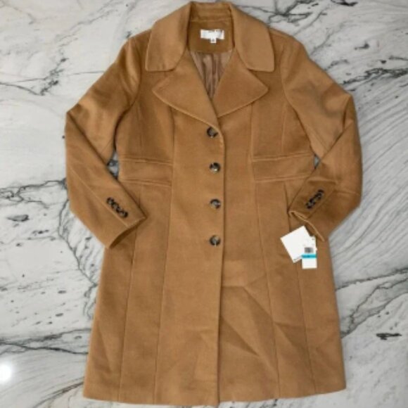 Anne Klein Wool Cashmere Blend Camel Coat Overcoat – Size 16, NWT - Picture 1 of 10